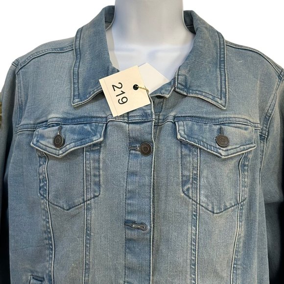 (H-219) Embellished Denim Jean Jacket Size L - Picture 7 of 12